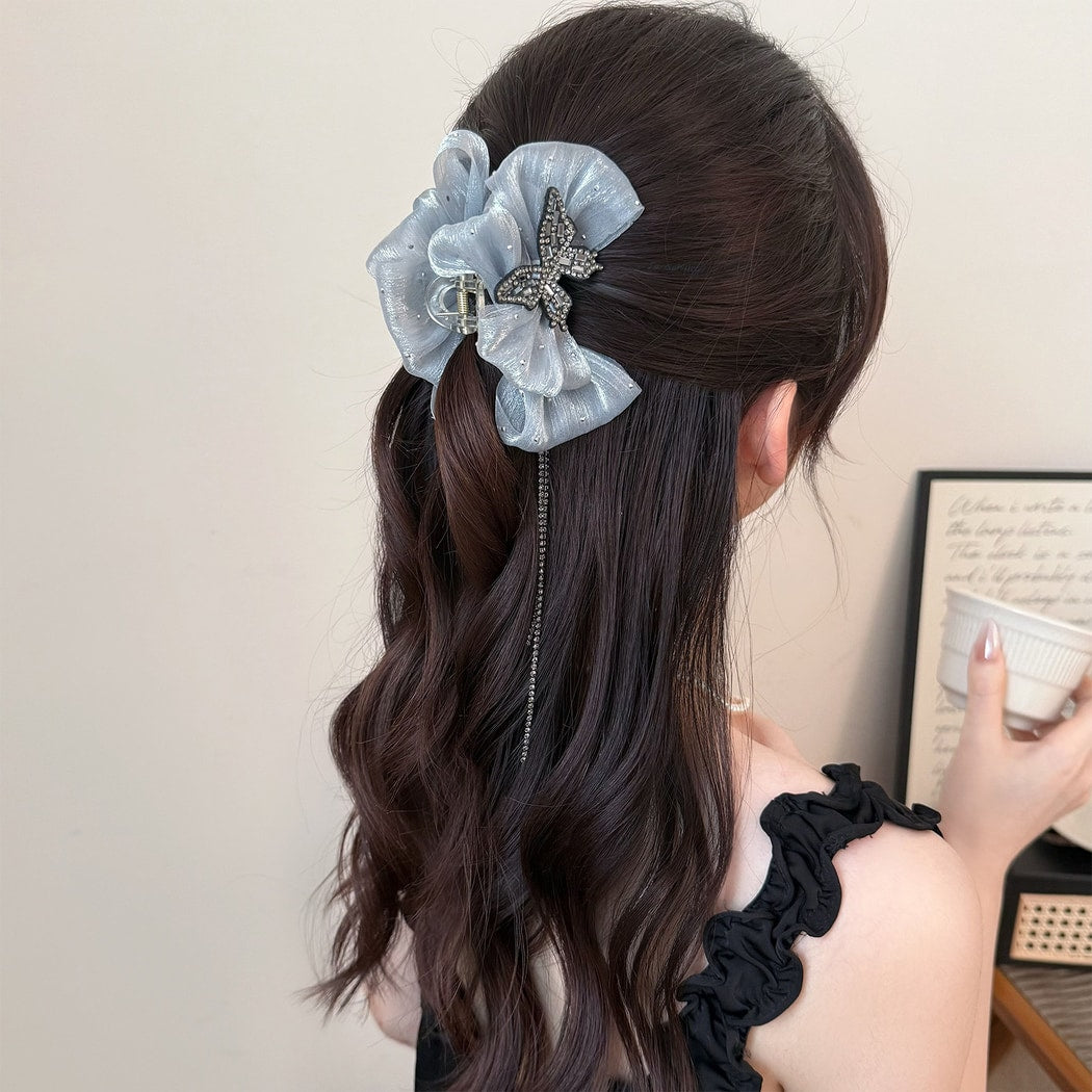 Beau - Decorative Ruffled Bow Hair Claw Clip