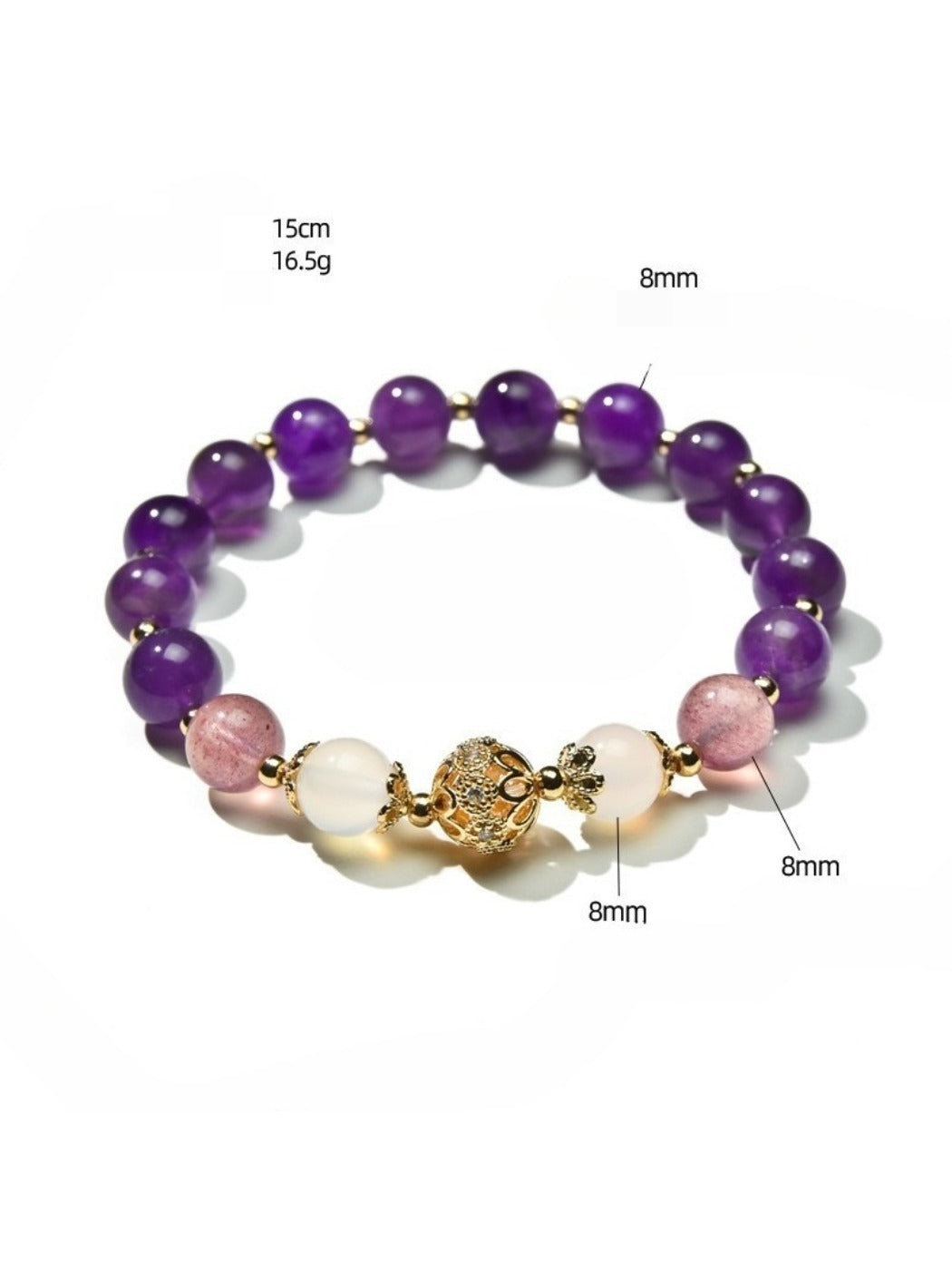 Lovra bracelet shown with matching purple crystal earrings