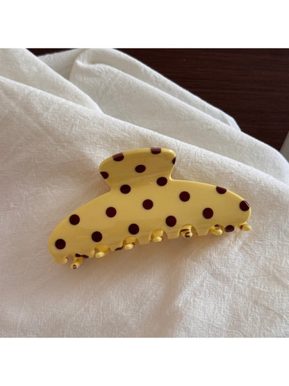 Beau - Polka Dot Fan Shape Resin Claw Clip