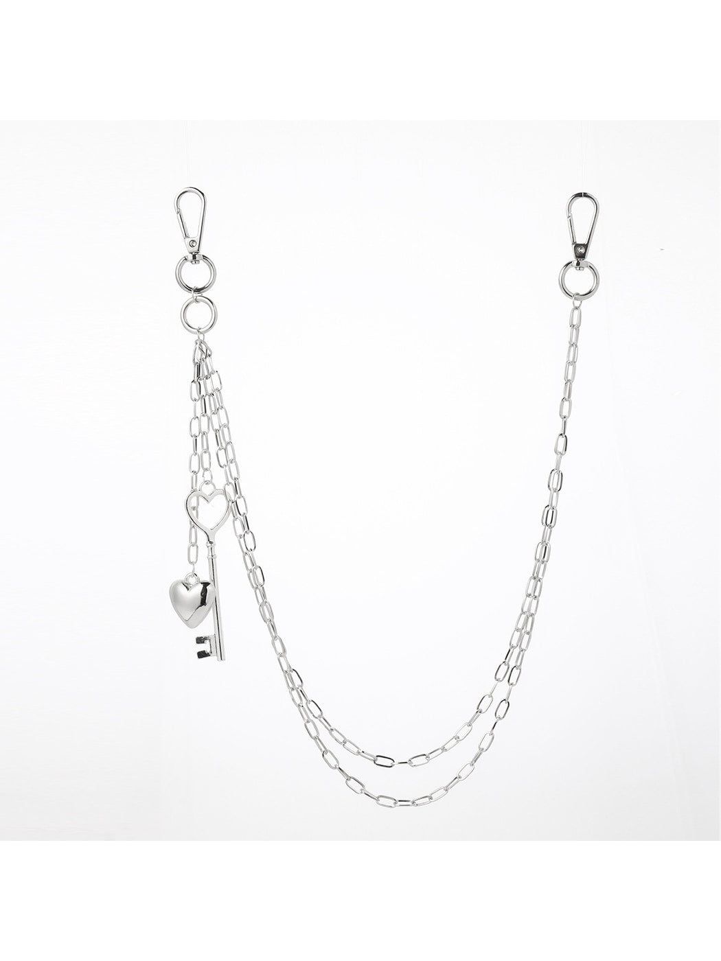 Keypus - Silver Tone Key and Lock Charm Chain Keychain