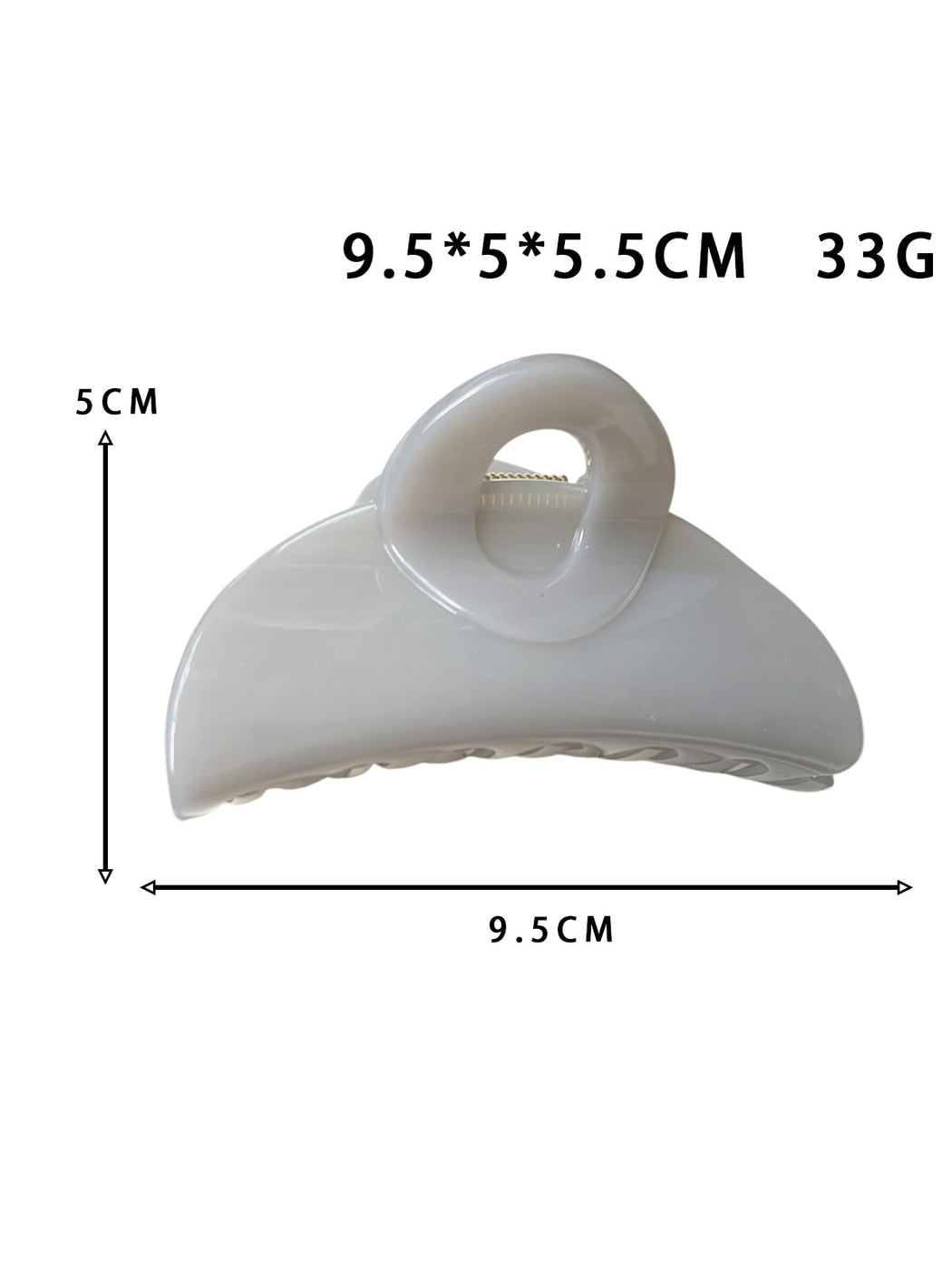 Beau - Glossy Geometric Ring Detail Half Moon Claw Clip