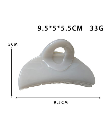 Beau - Glossy Geometric Ring Detail Half Moon Claw Clip