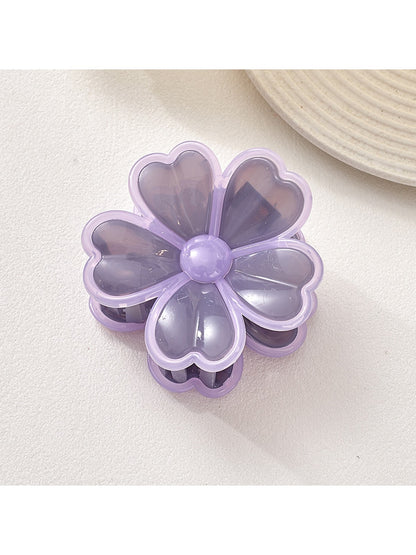 Beau - Glossy Petal Flower Plastic Hair Claw Clip