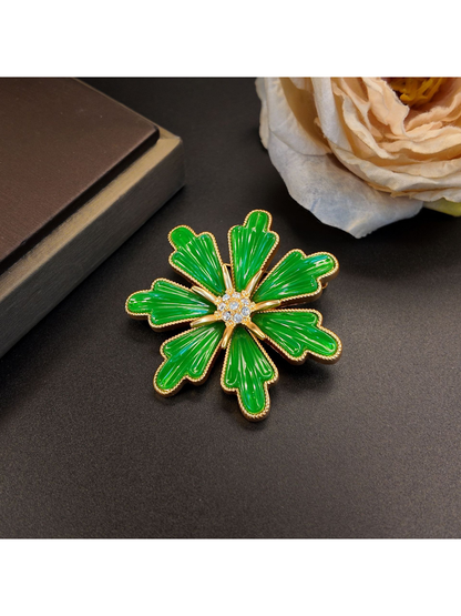 Brovia - Vintage Floral Petal Rhinestone Brooch