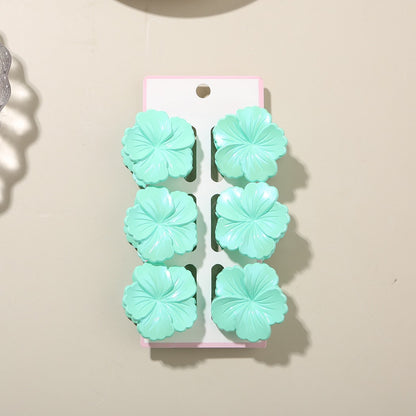 Beau - Glossy Floral Plastic Alloy Claw Clip Set