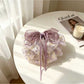 Beau - Floral Bow Ruffle Fabric Surface Claw Clip