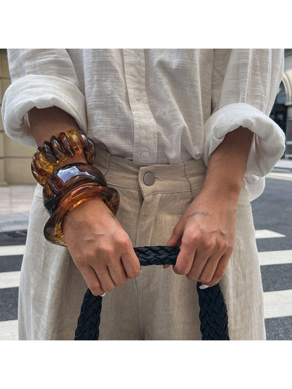Lovra vintage ombre wide band bangle bracelet worn on wrist