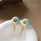 Earedge - Round Candy Design Oil Drip Stud Earrings