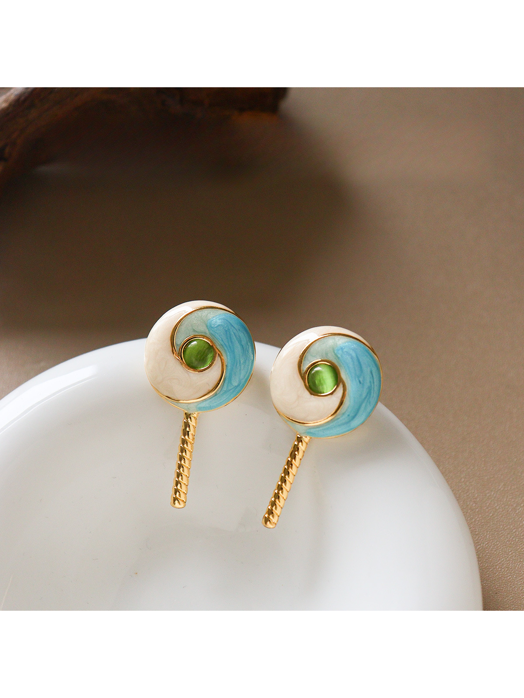 Earedge - Round Candy Design Oil Drip Stud Earrings