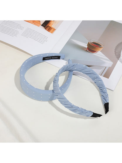 Gifty - Polka Dot Pleated Fabric Wide Edge Headband