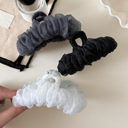Beau - Ruched Mesh Rectangular Hair Claw Clip