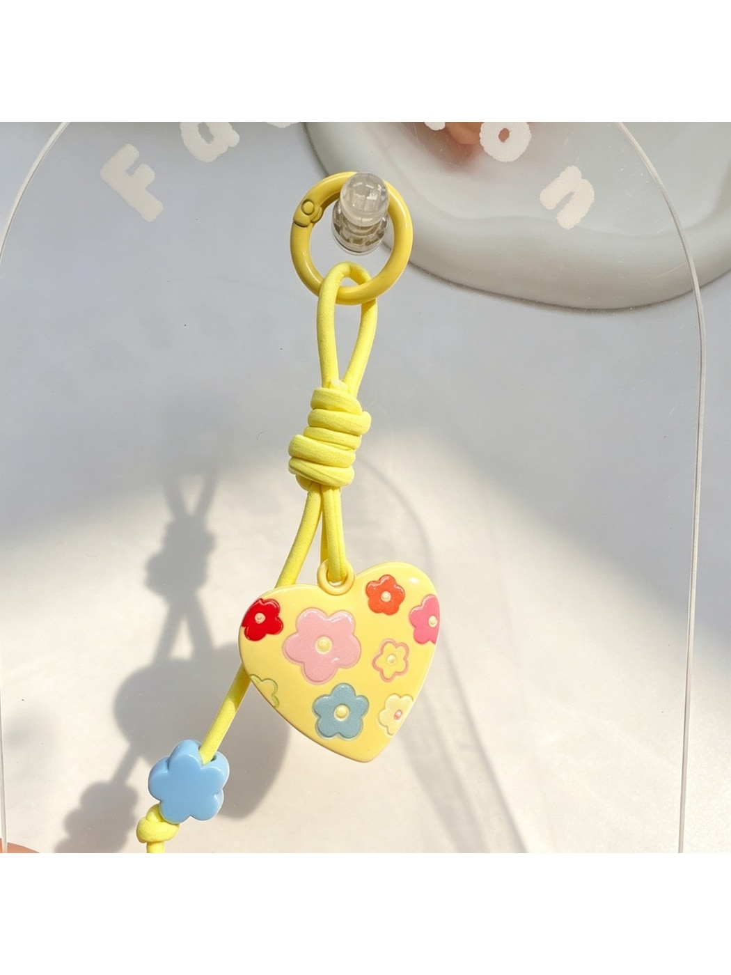 Keypus - Heart Pendant Bag Charm Alloy Cord Loop Keychain