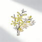 Brovia - Silver Tone Branch Flower Leaf Brooch Pin