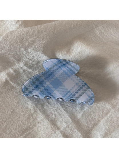 Beau - Plaid Acrylic Semi Circle Hair Claw Clip