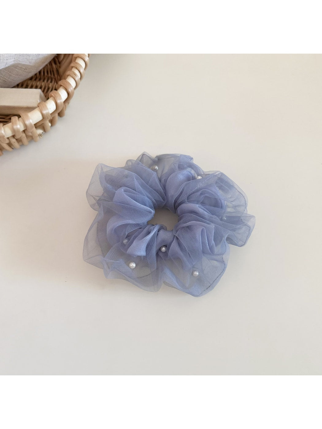 Gifty - Polyester Mesh Beaded Detail Scrunchie