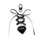 Keypus - Glossy Heart and Ribbon Bow Pendant Keychain