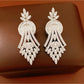 Earedge - Alloy Synthetic Zircon Geometric Leaf Earrings