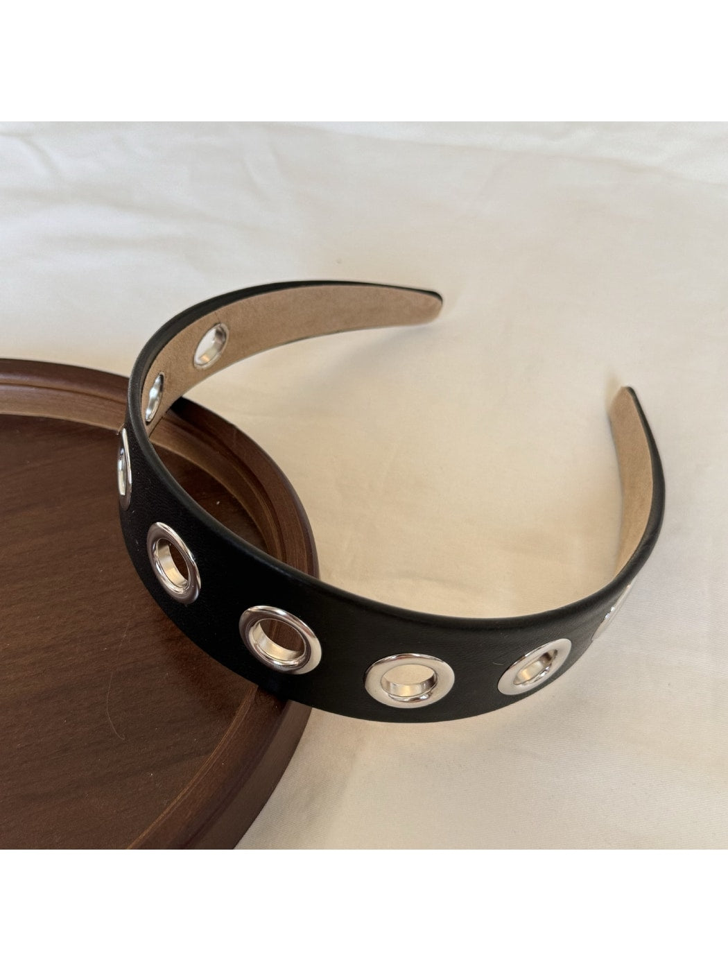 Gifty - Simple Punk Style PU Leather Alloy Detail Headband