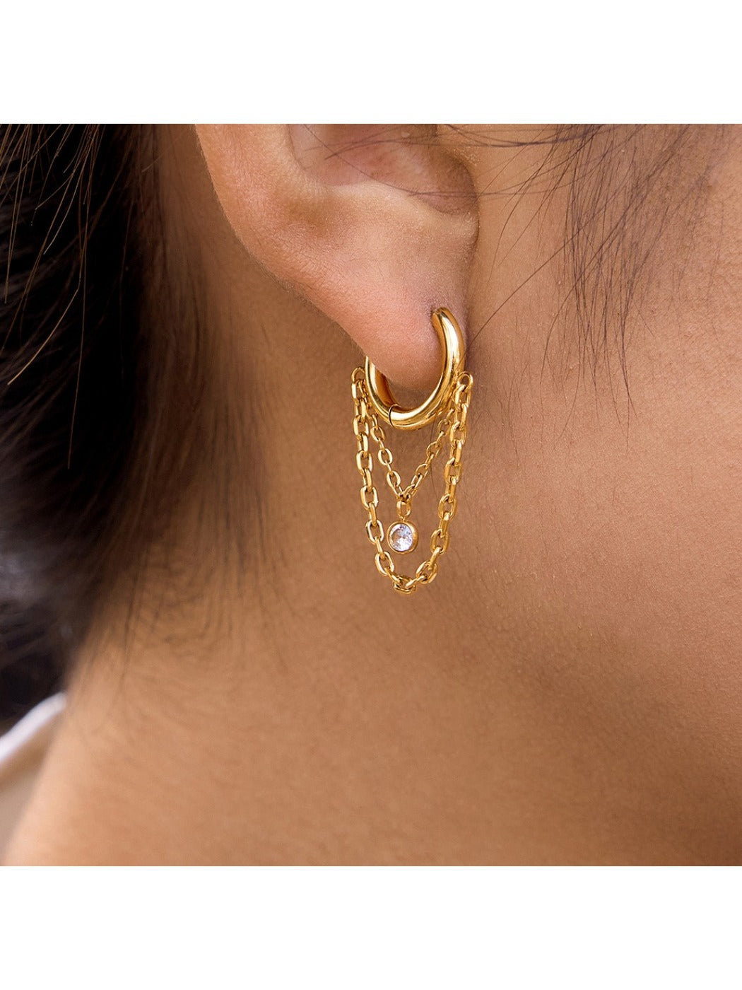 Earedge - Dainty Chain & Tassel Drop Earrings