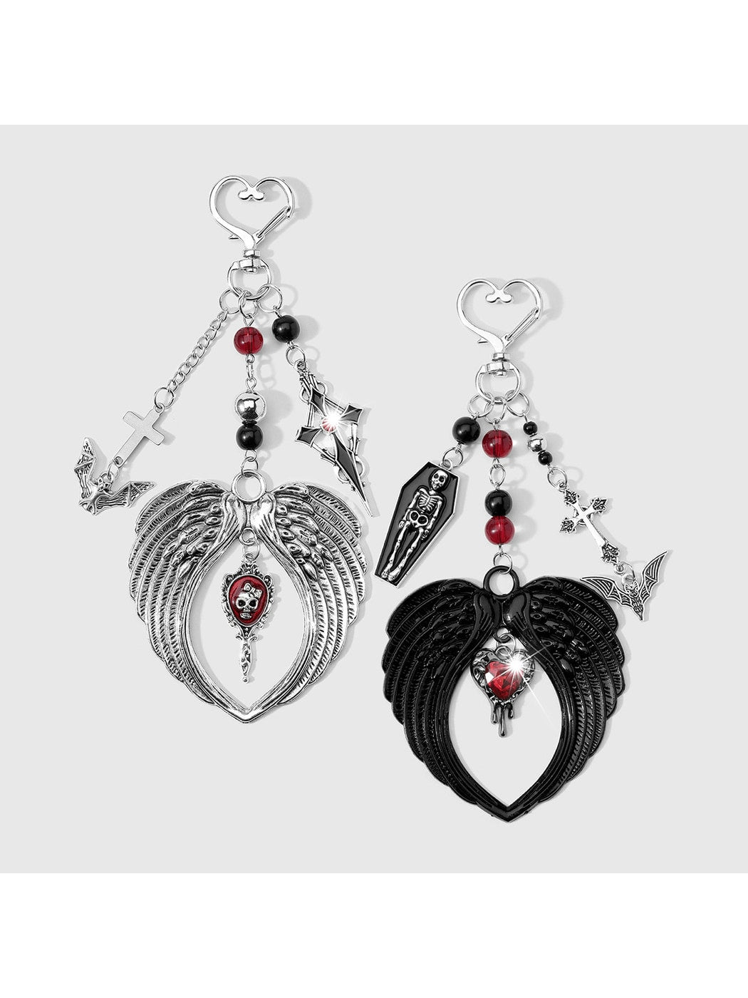 Keypus - Y2K Gothic Bat Coffin Wing Heart Keychain