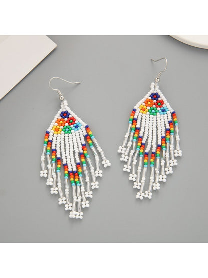 Earedge - Floral Tassel Drop Earrings