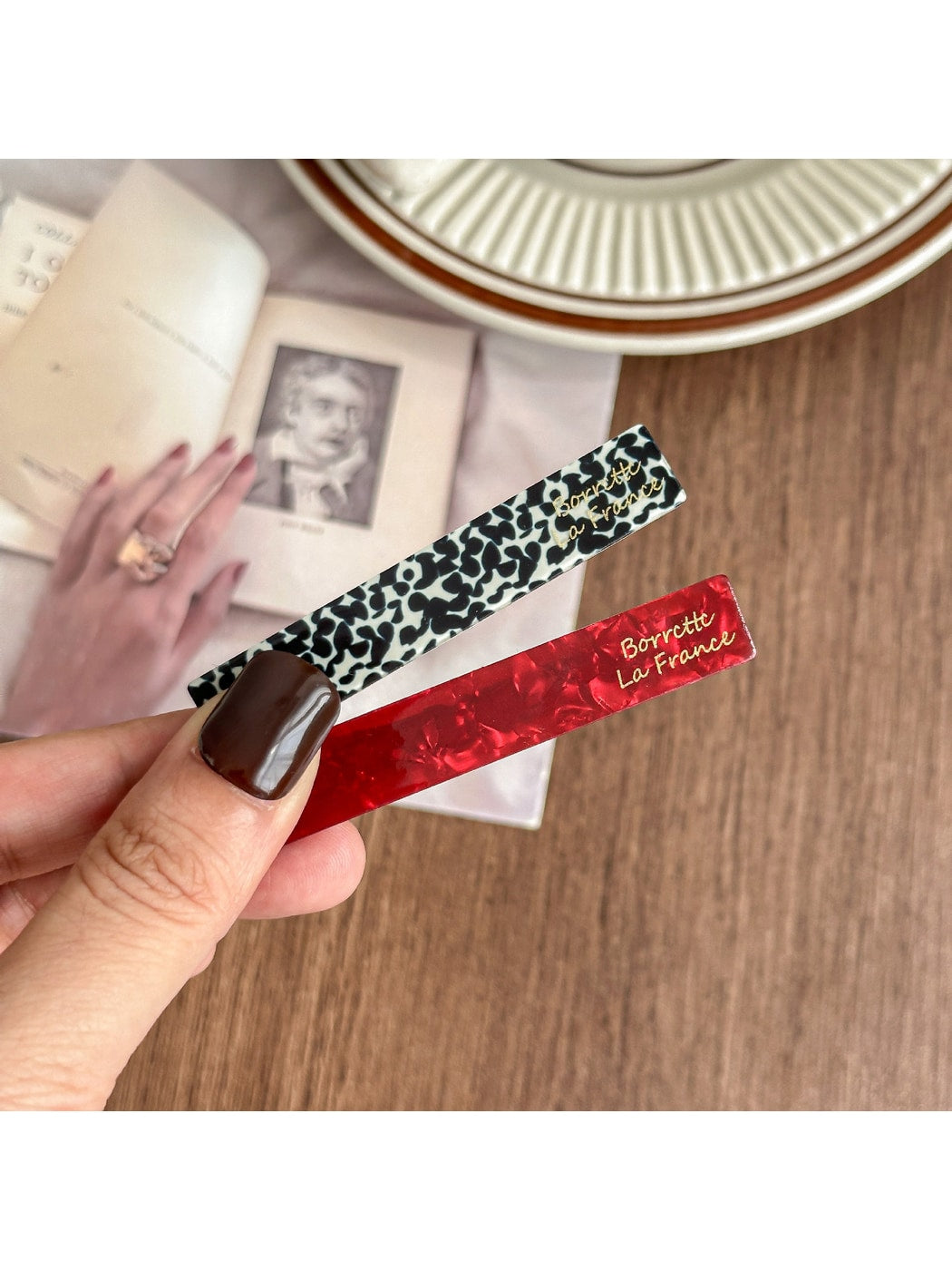 Beau - Simple Short Bar PVC Side Hair Clip Set