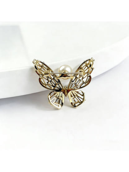Brovia - Butterfly Detail Bow Shape Alloy Brooch