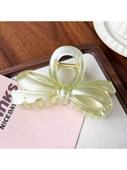 Beau - Large Bow Ring Detail Geometric PC Claw Clip