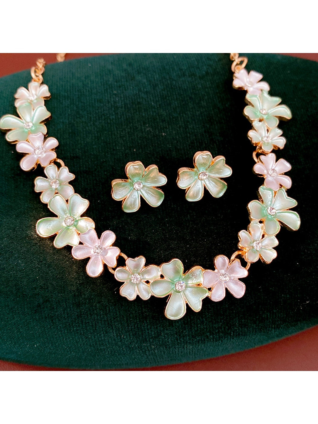 Nozari - Alloy Floral Stud Earrings and Necklace Set
