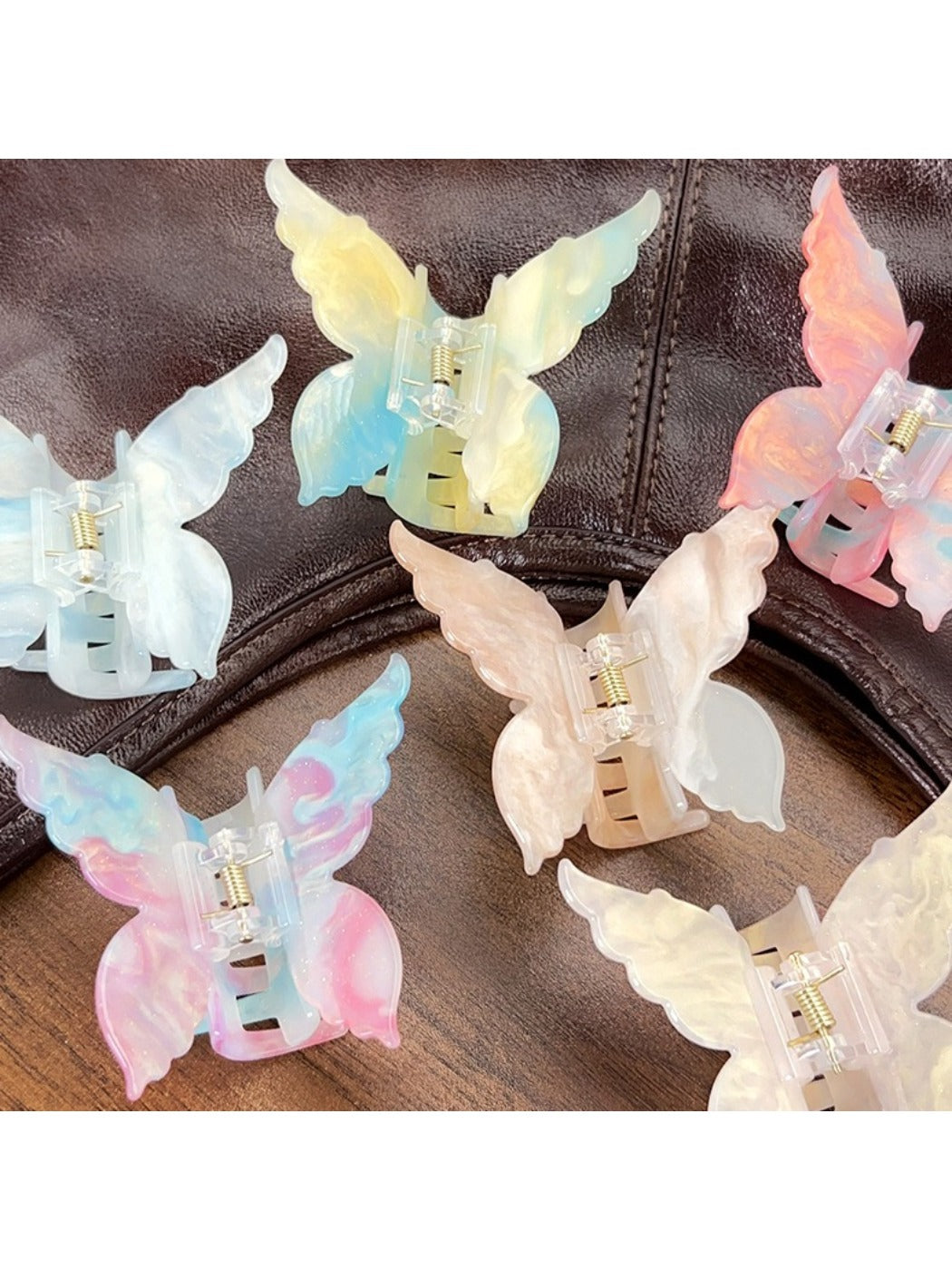 Close-up of Beau butterfly hair claw clip showing gradient colors