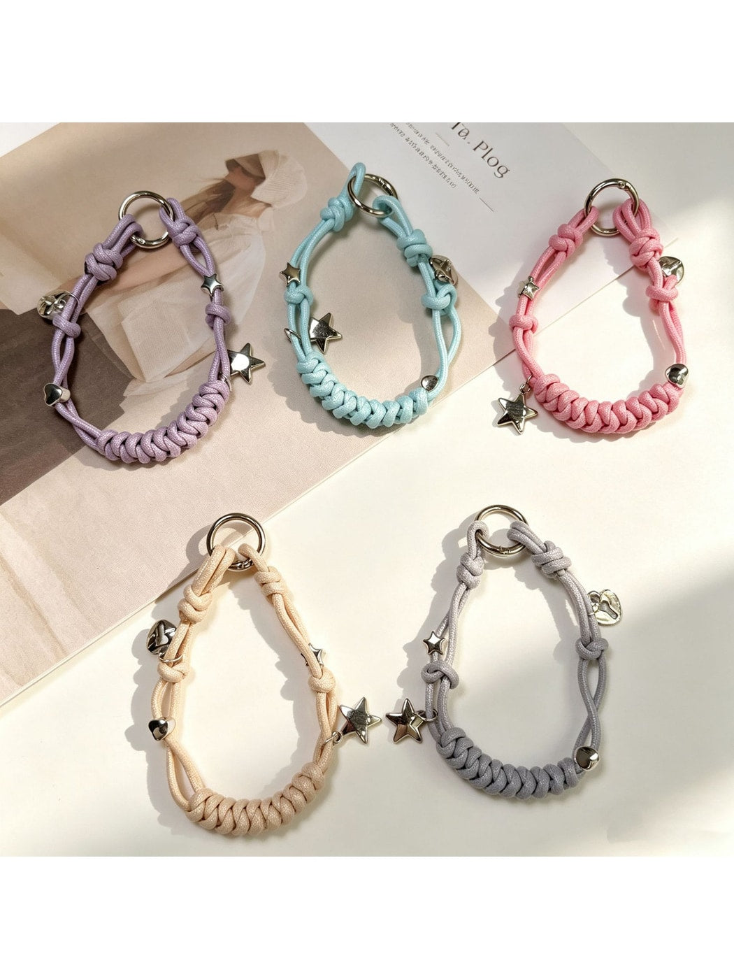 Keypus - Star Detail Woven Phone Strap Alloy Keychain