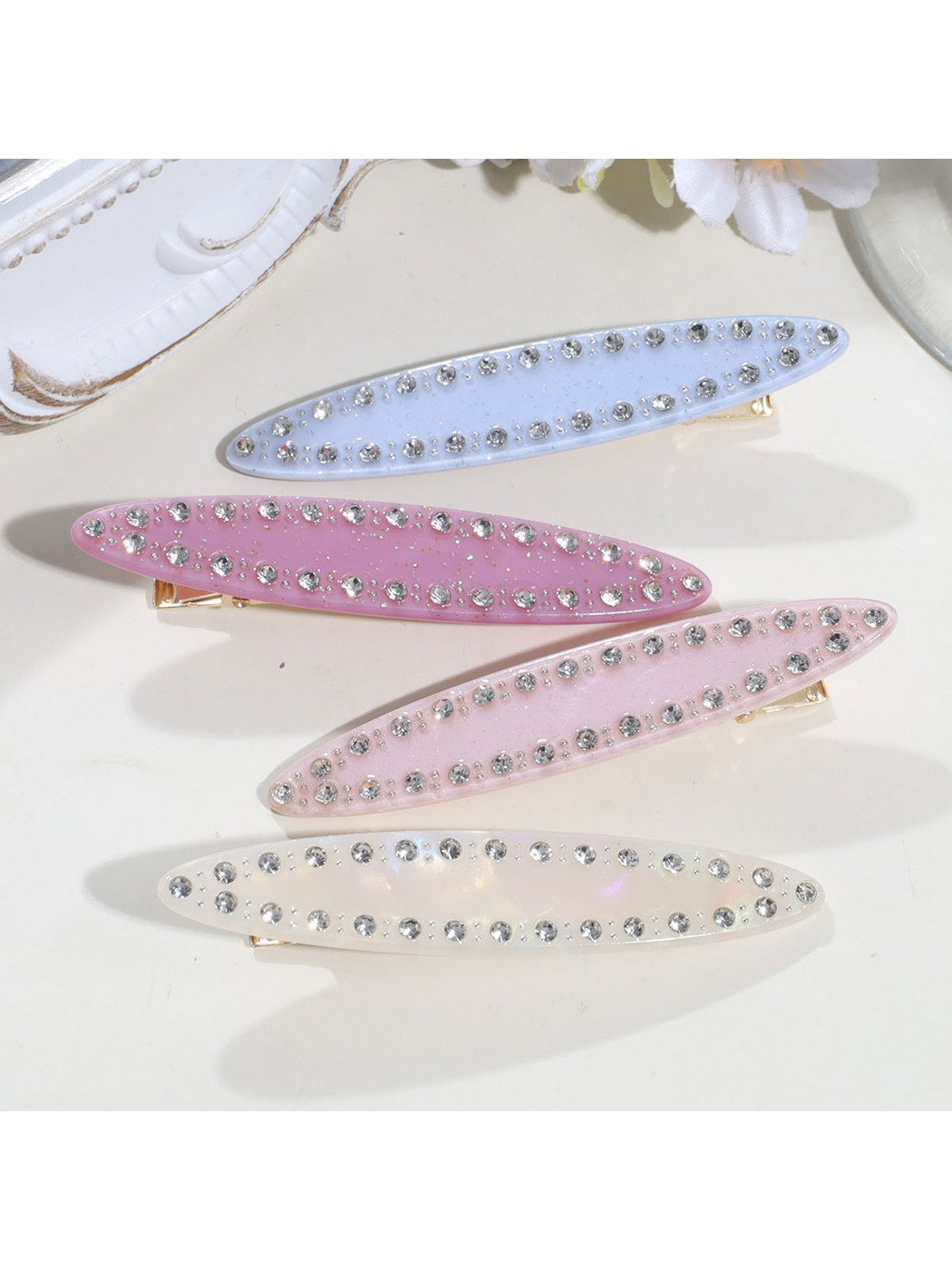 Beau - Rhinestone Acrylic Side Fringe Hair Clip