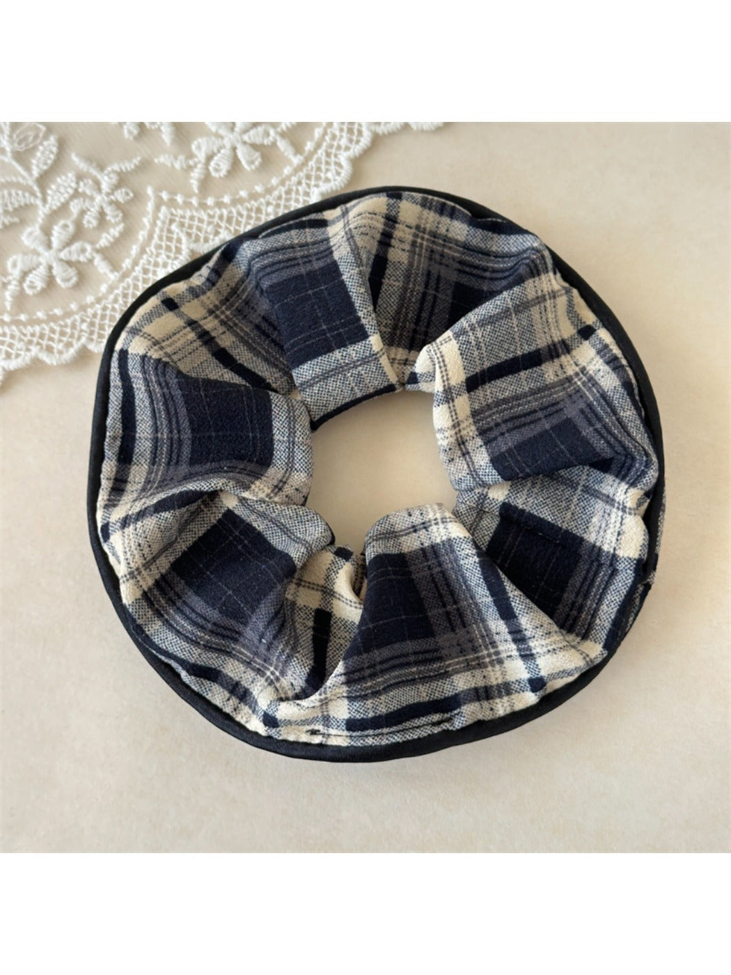 Gifty - Temperament Plaid Embroidery Scrunchie