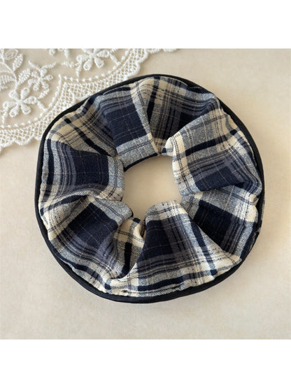 Gifty - Temperament Plaid Embroidery Scrunchie