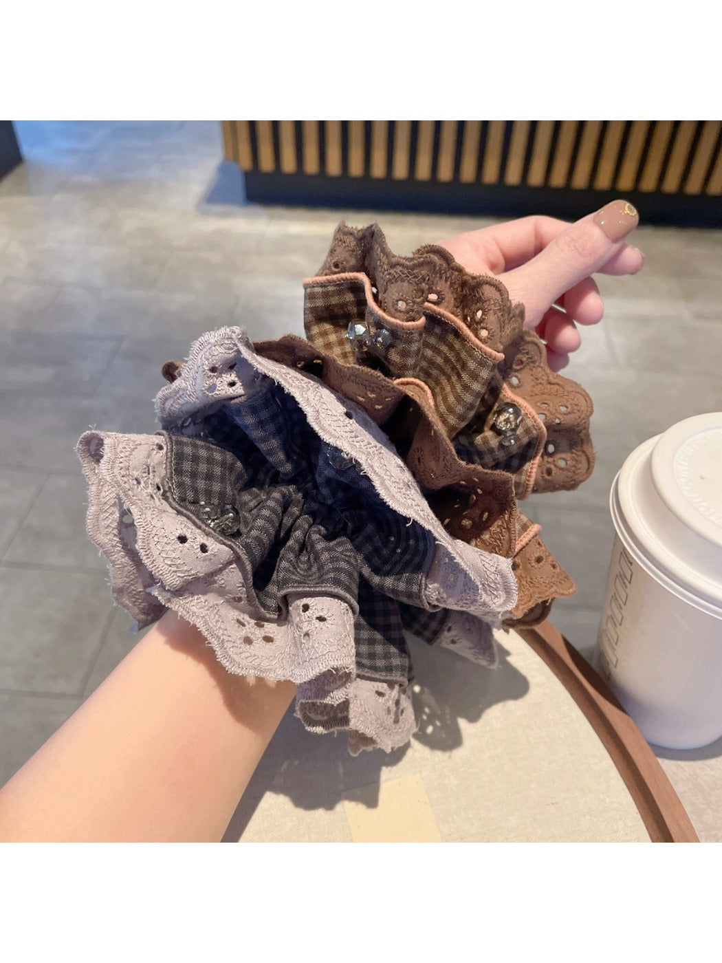 Gifty - Fashion Forward Lace Plaid Scrunchie