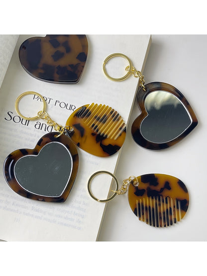 Keypus - Heart Shaped Mirror Comb Keychain