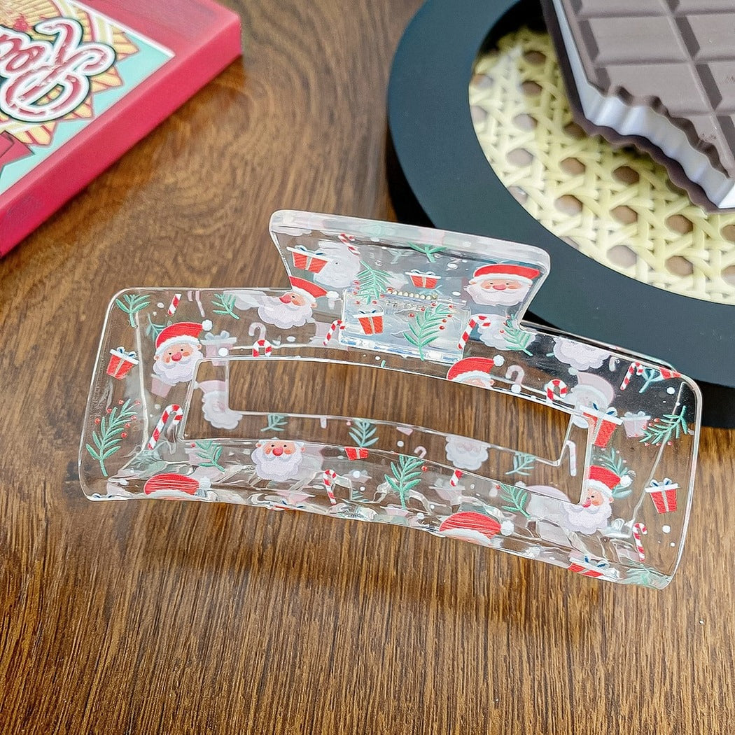 Beau - Christmas Theme Print Openwork Claw Clip