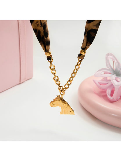 Earedge - Leopard Print Pony Pendant Necklace
