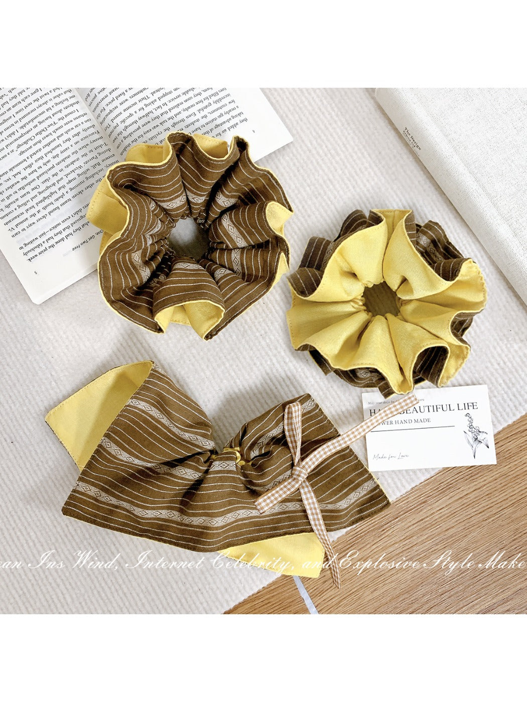 Gifty - Yellow Coffee Striped Hair Ring