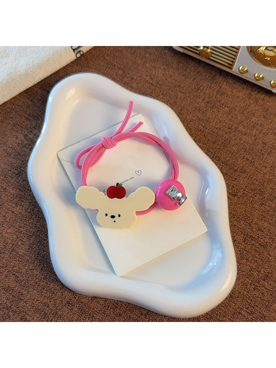 Gifty - Cute Dog Motif Elastic Beaded Hair Tie