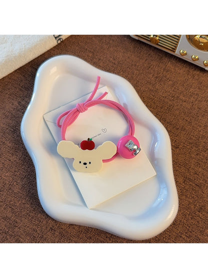 Gifty - Cute Dog Motif Elastic Beaded Hair Tie