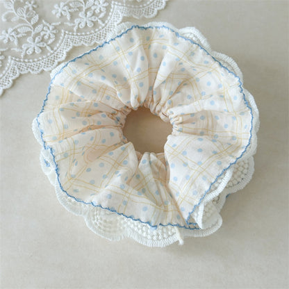 Gifty - Sweet Style Polka Dot Ruffle Lace Scrunchie