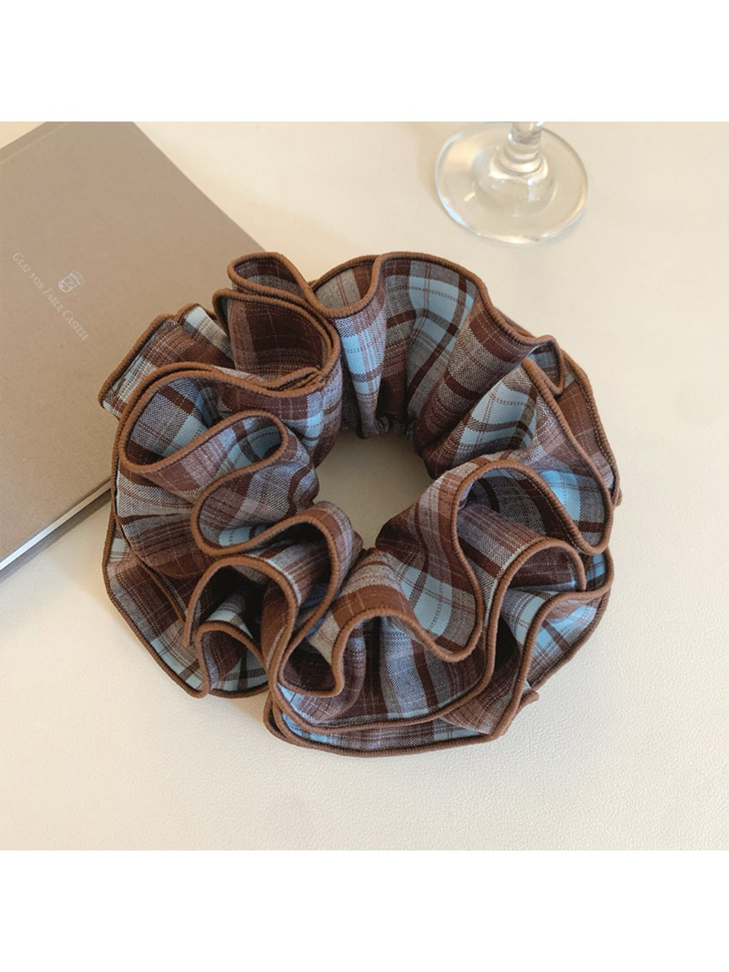 Gifty - Brown Plaid Four Layer Scrunchie