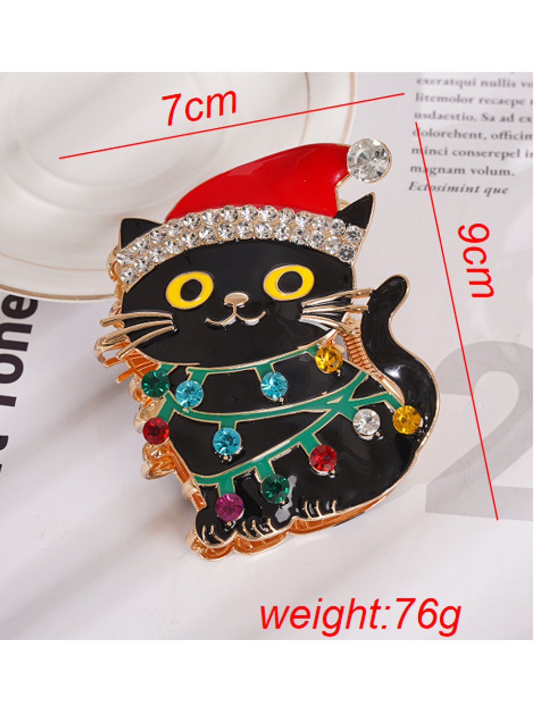 Beau - Black Cat Design Hair Claw Clip