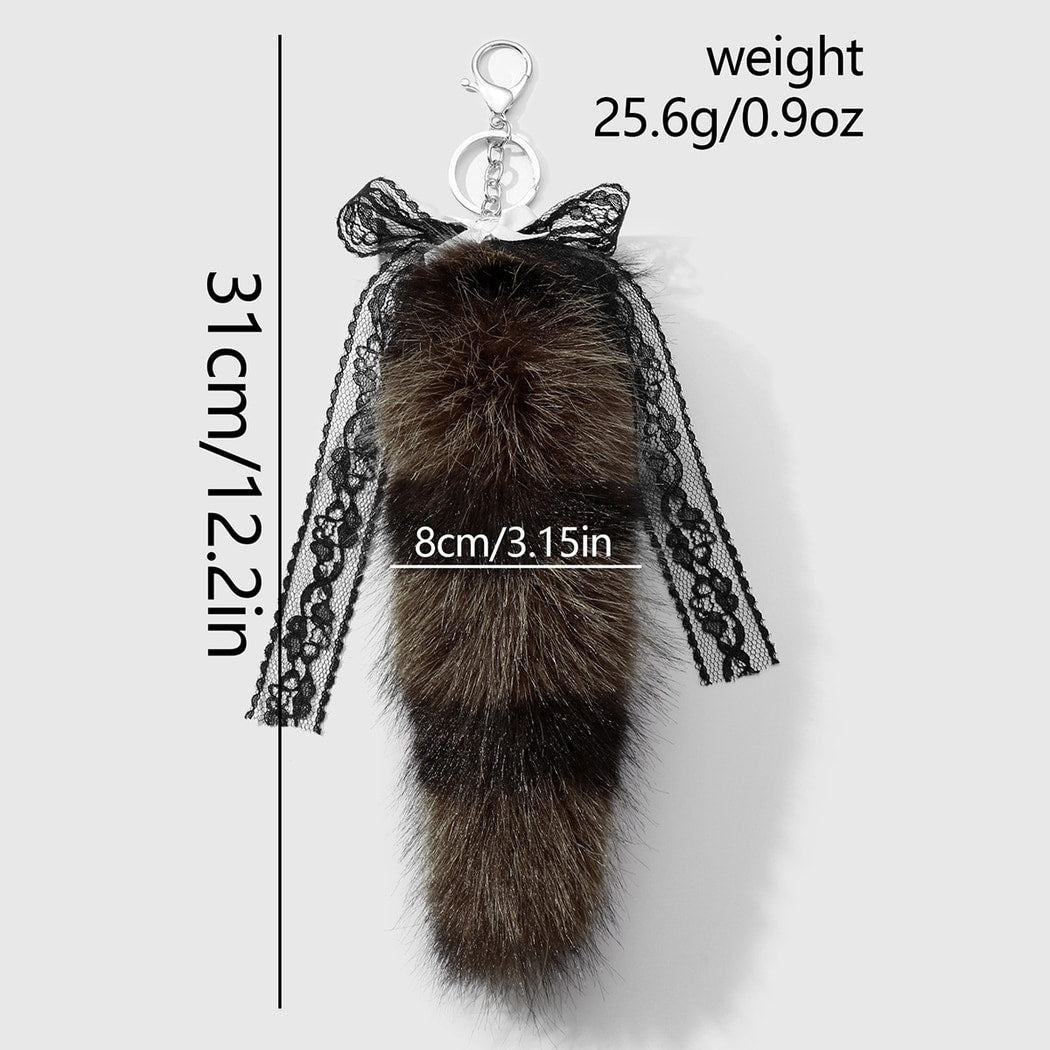 Keypus - Lace Bow Plush Tail Hanging Keychain