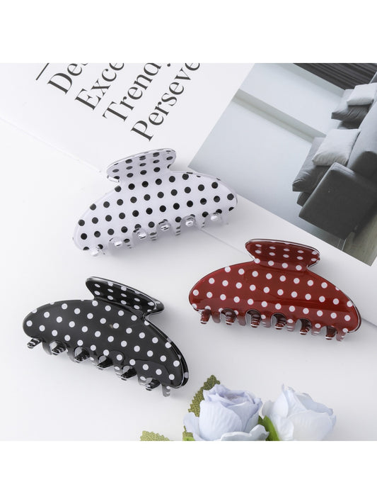 Beau - Retro Polka Dot Half Moon Claw Clip