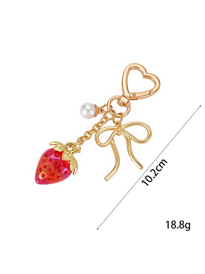 Keypus - Cartoon Strawberry Pendant Bow Bag Charm