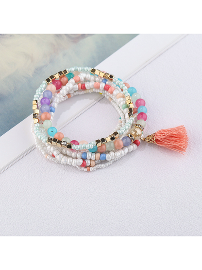 Lovra - Bohemian Layered Tassel Pendant Bracelet