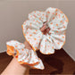 Gifty - Orange Floral Scrunchie Women Large Hair Tie
