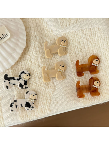 Beau - Sweet Dog Design Acetate Duckbill Hair Clip